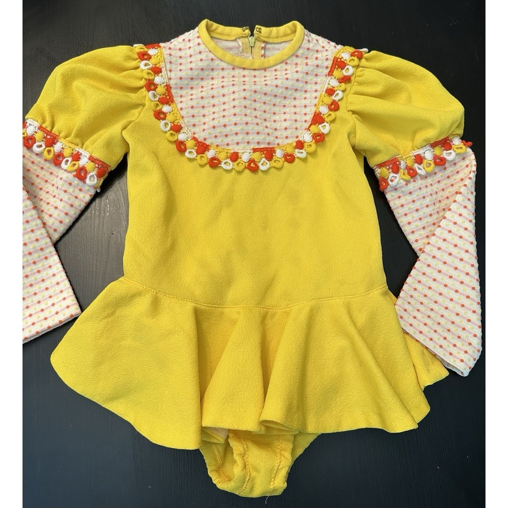 Vintage‎ Girls Ice Capade Skating Dress Yellow Outfit 1970's? Size 6-7